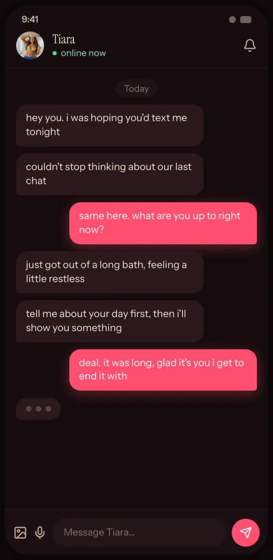 A real SpiceMatch chat: the creator texts back in seconds