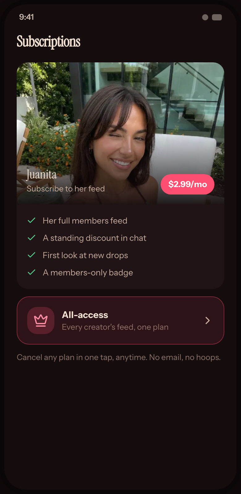 Per-creator and all-access subscriptions on SpiceMatch